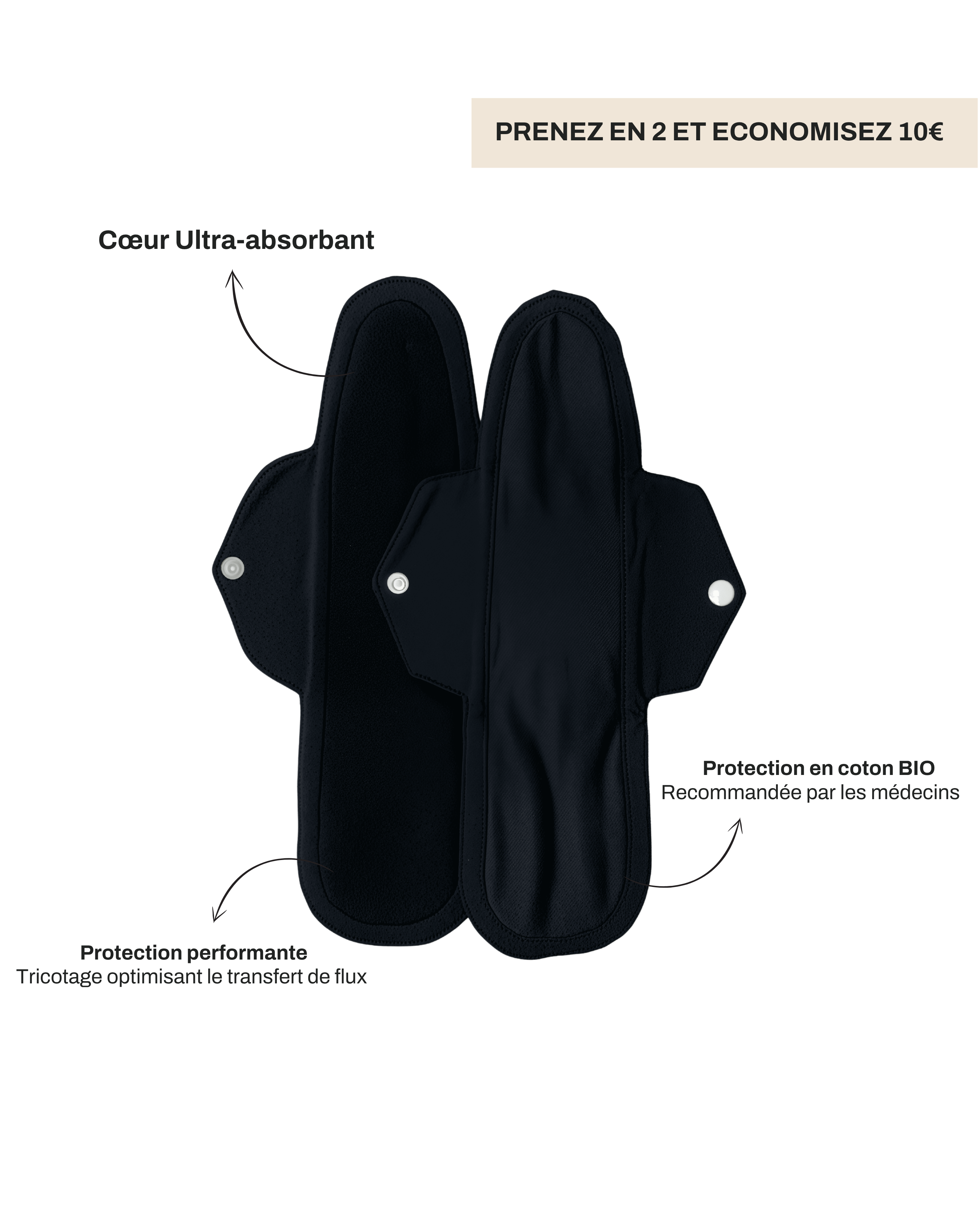 Pack Duo Pure.® – 1 Pad en coton bio & 1 Pad matière performante
