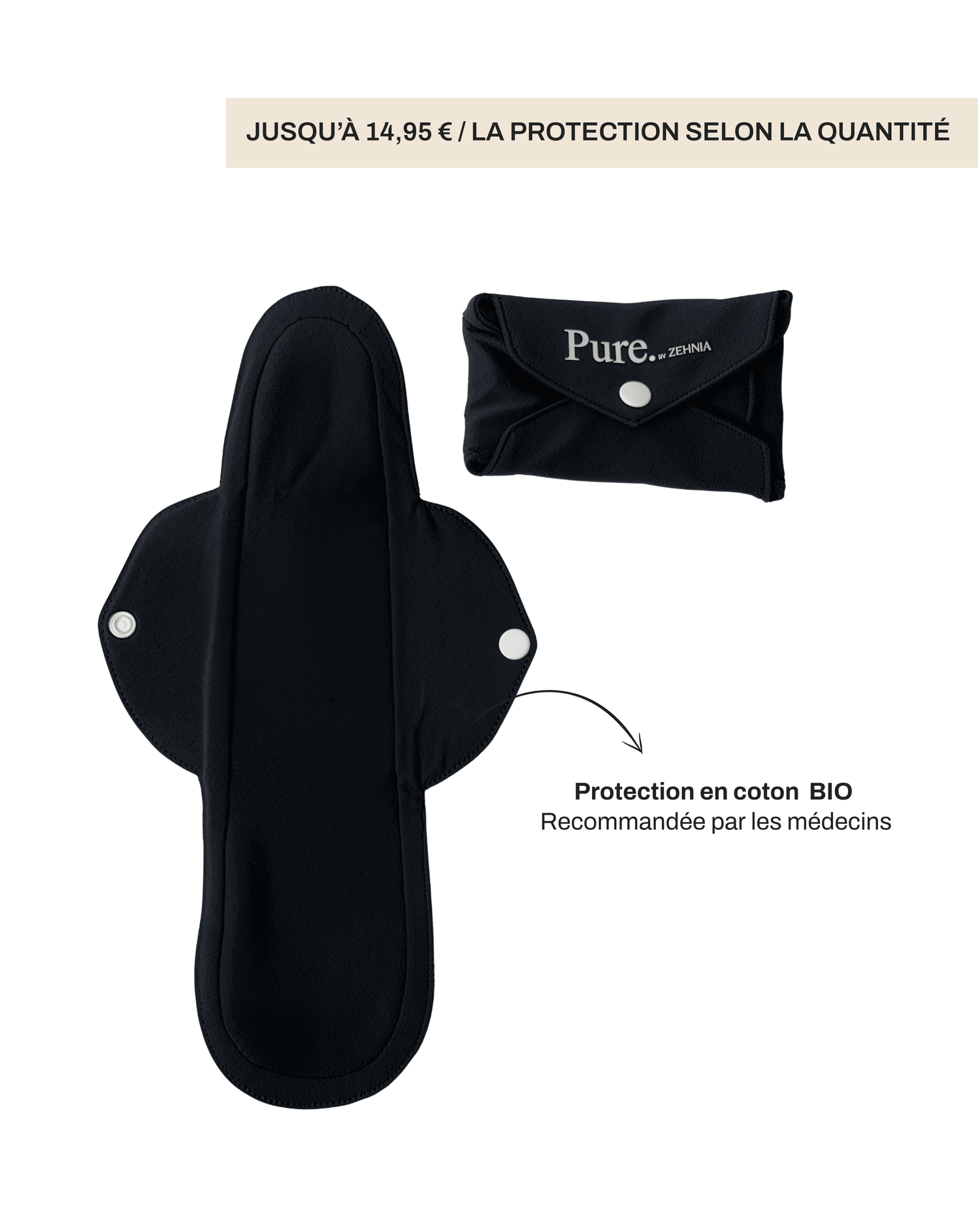 Serviette lavable en coton biologique Pure.® (Certifié GOTS par Ecocert)