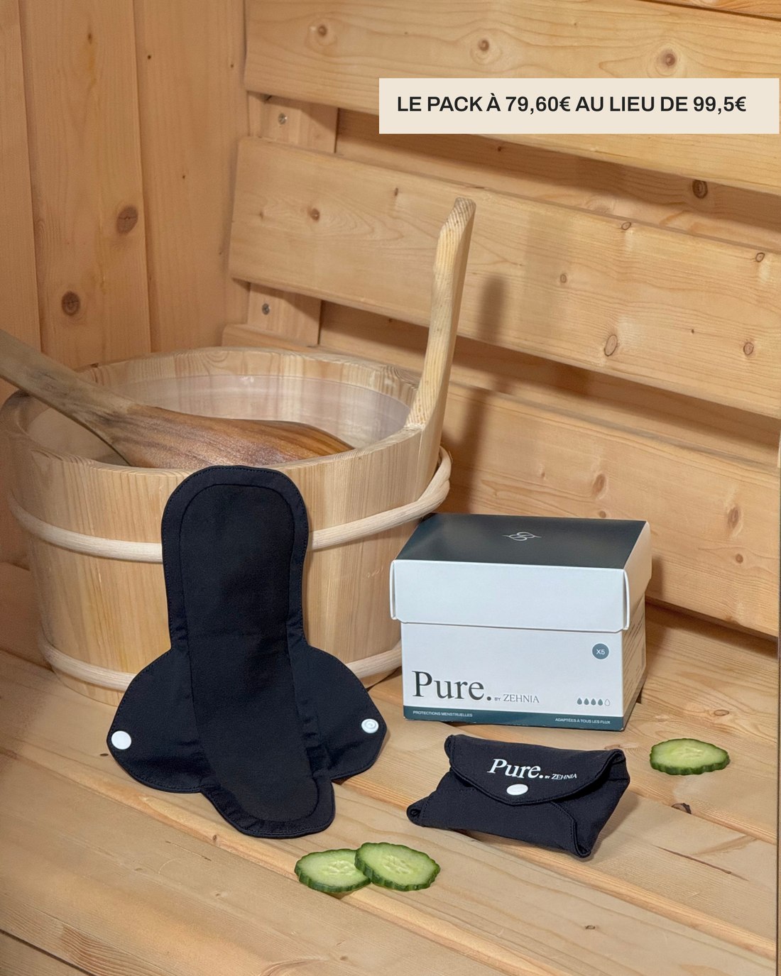 Pack de 5 Pads menstruel Pure.® en tissu performant