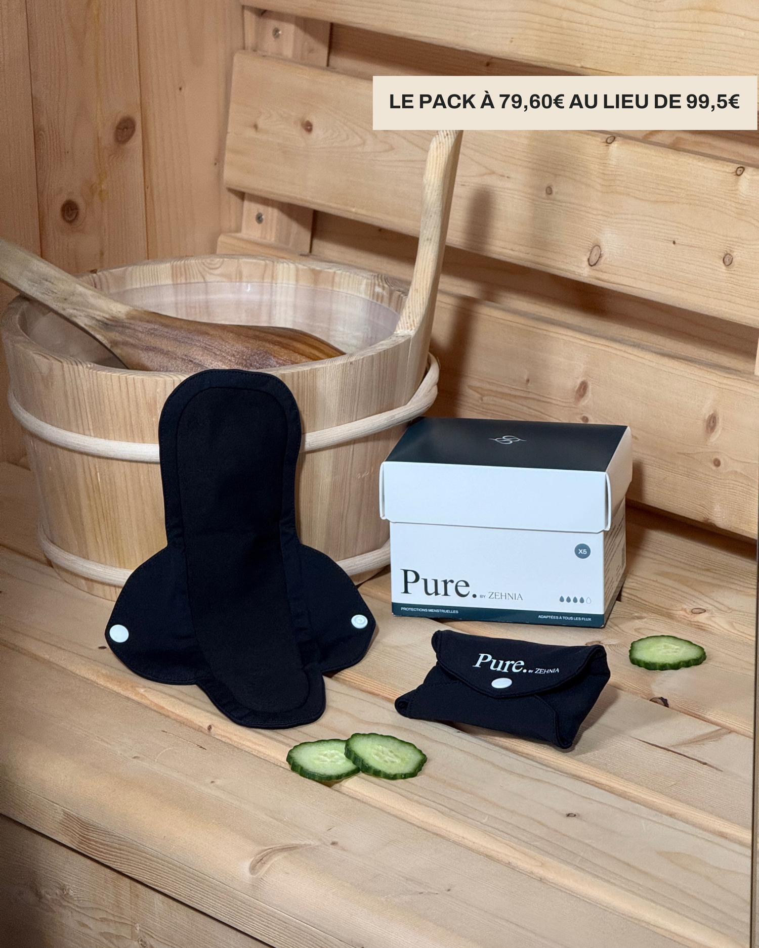 Pack de 5 Pads menstruels en coton biologique Pure.® (Certifié GOTS par Ecocert)