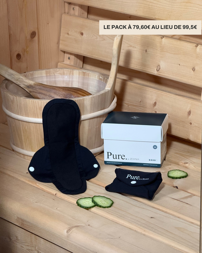 Pack de 5 Pads menstruels en coton biologique Pure.® (Certifié GOTS par Ecocert)