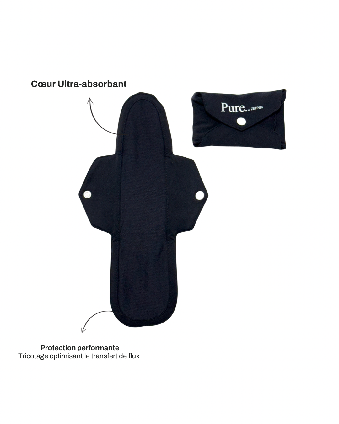 Pack de 5 Pads menstruel Pure.® en tissu performant
